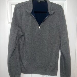 Hugo Boss 1/4 Gray Zip Up Sweater Medium